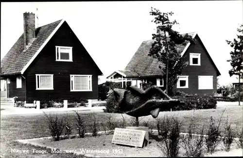 Ak Nieuwe Tonge Südholland, Watersnood 1953, Wohnhäuser