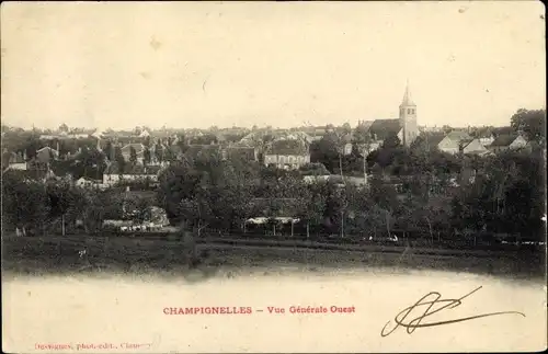 Ak Champignelles Yonne, Vue Générale Ouest