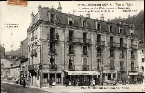 Ak Plombières les Bains Lothringen Vosges, Hotel Curin, Place de l'Eglise