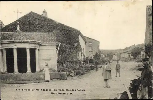 Ak Viviers le Gras Vosges, La Place, Rue des Paquis