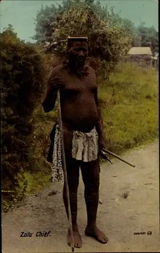 Ak Zulu Chief, Afrikaner mit Lendenschurz