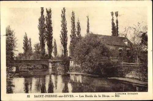 Ak Saint-Pierre-sur-Dives Calvados, Les Bords de la Dives