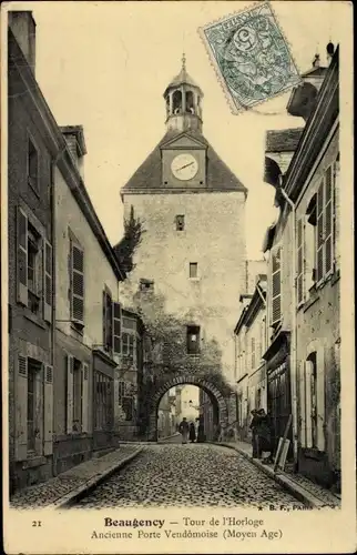 Ak Beaugency Loiret, Tour de l´Horloge, Ancienne Porte Vendômoise