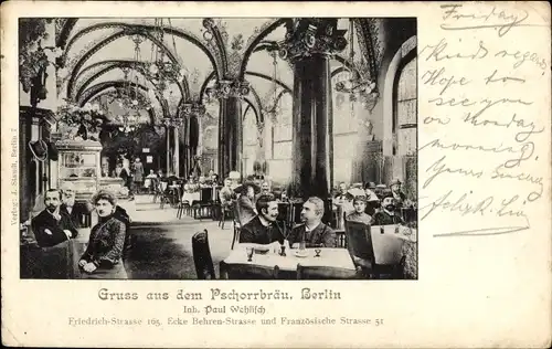 Ak Berlin Mitte, Pschorr Bräu, Friedrichstraße 163, Inh. Paul Wehlisch