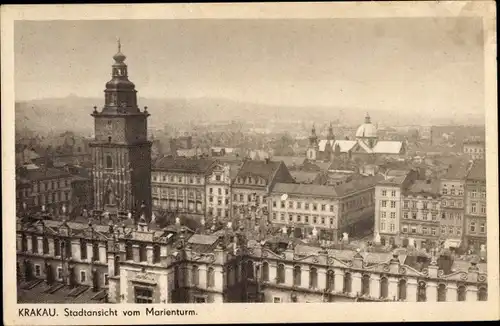 Ak Kraków Krakau Polen, Stadtansicht vom Marienturm