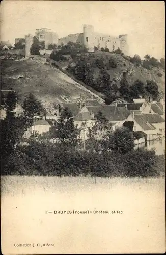 Ak Druyes Yonne, Château et Lac