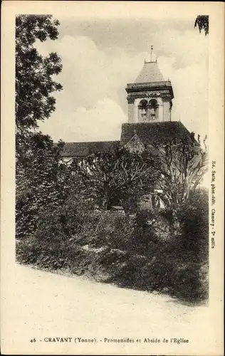 Ak Cravant Yonne, Promenade et Abside de l´Église