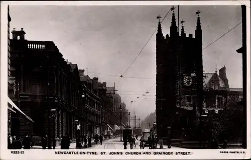 Ak Newcastle upon Tyne North East England, Saint Johns Church, Grainger Street