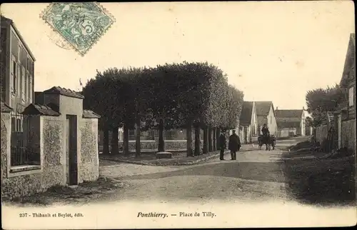 Ak Ponthierry Seine et Marne, Place de Tilly