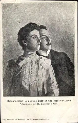 Ak Kronprinzessin Louise von Sachsen und Monsieur Giron in Genf