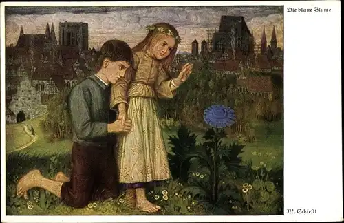 Künstler Ak Schiestl, Matthäus, Die blaue Blume, Kinder