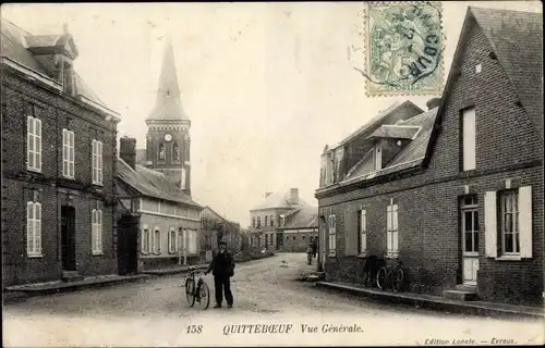 Ak Quitteboeuf Eure, Vue Générale, Église