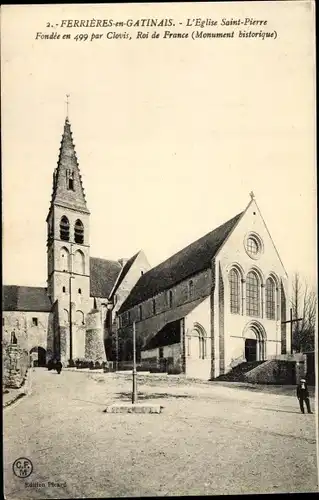 Ak Ferrières en Gâtinais Loiret, l´Église Saint Pierre