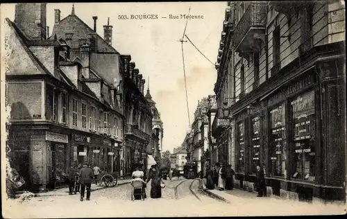 Ak Bourges Cher, Rue Moyenne, Commerces