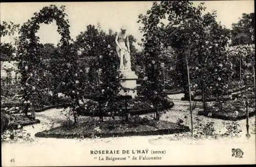 Ak L’Haÿ-les-Roses Val de Marne, Roseraie, La Baigneuse de Falconnier