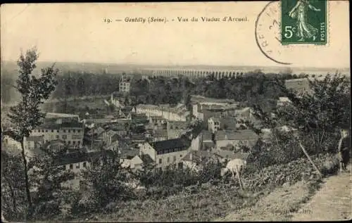 Ak Gentilly Val de Marne, Vue du Viaduc d'Arcueil