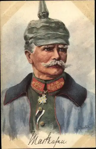 Künstler Ak Renatus, Otto, Porträt August von Mackensen, Unterschrift, Zigarettenfabrik Jasmatzi