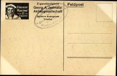 Künstler Ak Renatus, Otto, Porträt August von Mackensen, Unterschrift, Zigarettenfabrik Jasmatzi