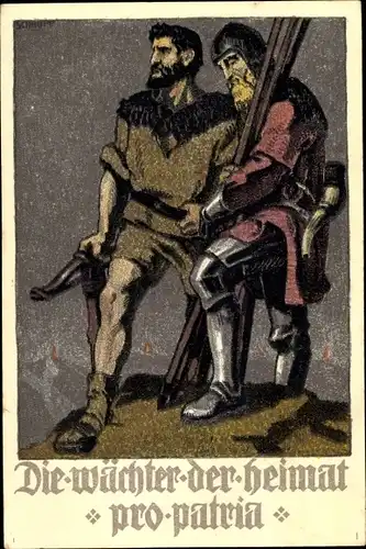 Ganzsachen Künstler Ak Schweizer Bundesfeier 1910, Die Wächter der Heimat, pro patria, Wilhelm Tell