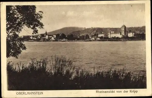 Ak Oberlahnstein Lahnstein Rhein Lahn Kreis, Rheinansicht von der Kripp