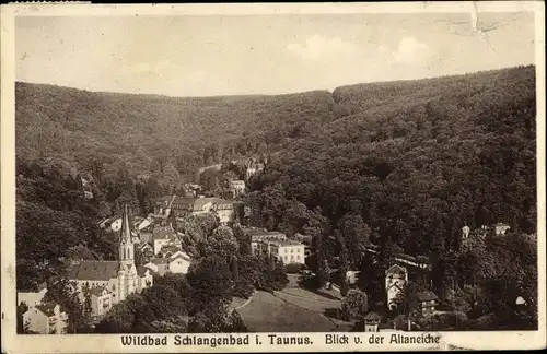 Ak Wildbad Schlangenbad im Taunus Hessen, Blick von der Altaneiche