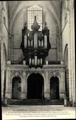 Ak Pontigny Yonne, L'Abbaye, Les Orgues