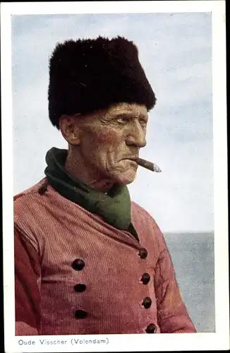 Ak Volendam Nordholland Niederlande, Porträt eines holländischen Mannes beim Rauchen