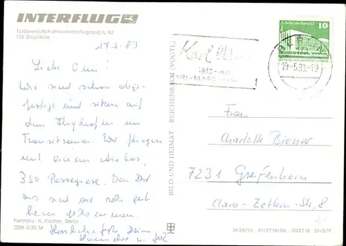 Ak Interflug Flugzeug IL 62