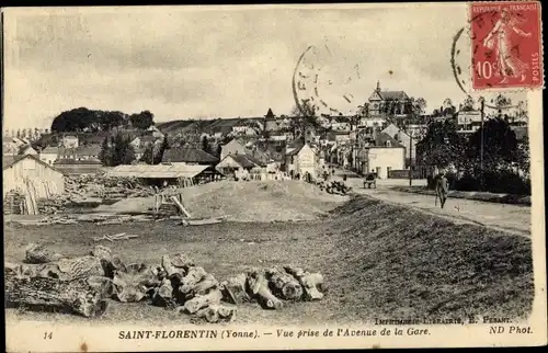 Ak Saint Florentin Yonne, Vue prise de l´Avenue de la Gare