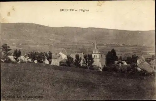 Ak Ruffieu Ain, Kirche, Teilansicht