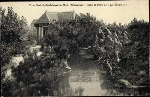 Ak Saint Aubin sur Mer Calvados, Dans le Parc de La Tourelle