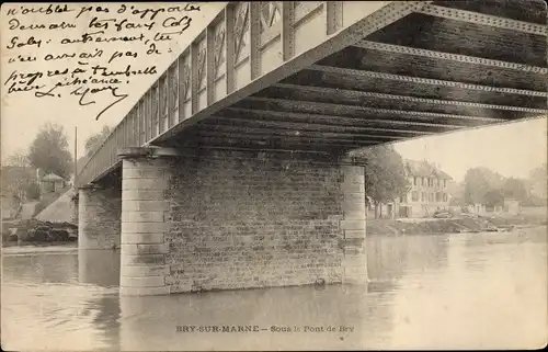 Ak Bry sur Marne Val de Marne, Sous le Pont de Bry