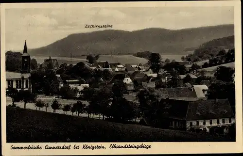 Ak Cunnersdorf Gohrisch in Sachsen, Zschirnsteine, Panorama vom Ort