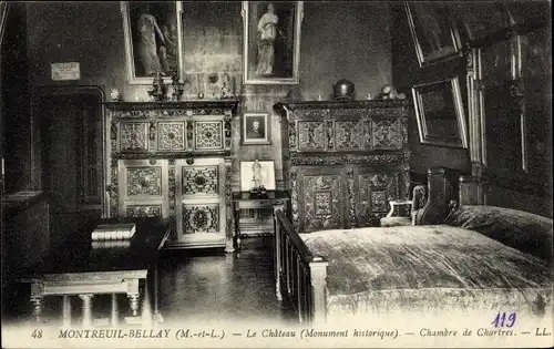 Ak Montreuil Bellay Maine et Loire, Le Château, Chambre de Chartres