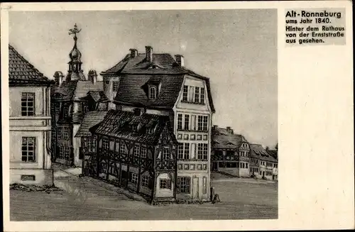 Künstler Ak Ronneburg Greiz Thüringen, Hinter dem Rathaus