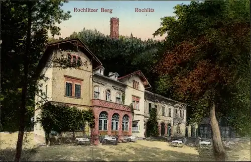 Ak Rochlitz an der Mulde, Blick auf den Rochlitzer Berg, Parkplatz