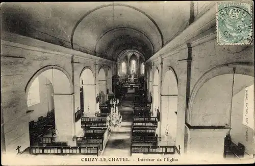 Ak Cruzy-le-Châtel, Yonne, Intérieur de l´Église