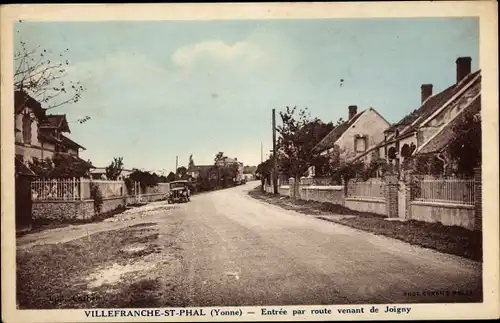 Ak Villefranche Yonne, Villefranche Saint Phal, Entrée par Route de Joigny