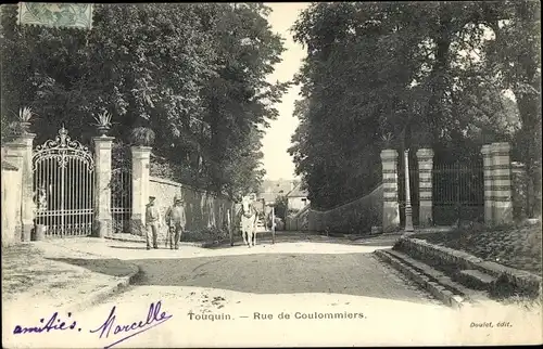 Ak Touquin Seine et Marne, Rue de Coulommiers, charrette et cheval