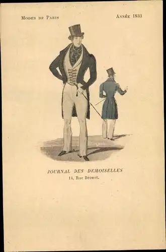 Künstler Ak Journal des Demoiselles, Modes de Paris, Année 1833