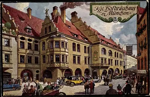 Künstler Ak Quidenus, München, Königliches Hofbräuhaus, Pächter Johann Panzer