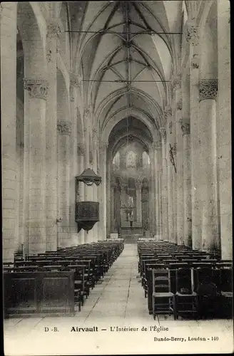 Ak Airvault Deux Sevres, Intérieur de l´Église