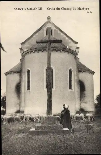 Ak Sainte Solange Cher, Croix du Champ du Martyre