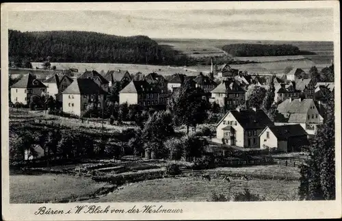 Ak Büren in Westfalen, Panorama von der Westmauer