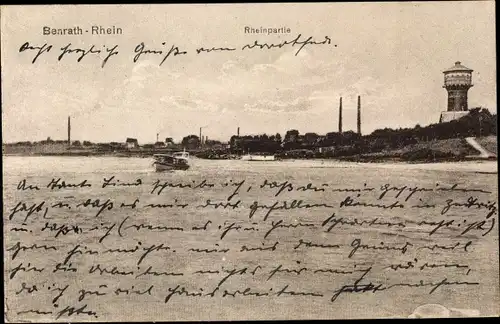 Ak Benrath Düsseldorf am Rhein, Rheinpartie