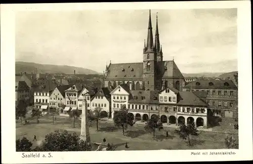 Ak Saalfeld an der Saale Thüringen, Markt, Johanniskirche