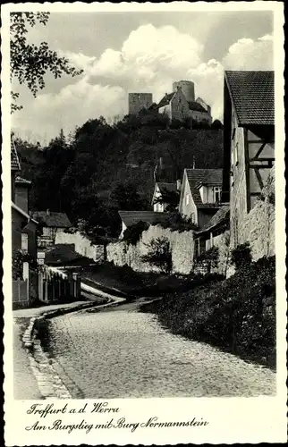 Ak Treffurt an der Werra, Am Burgstieg, Burg Normannstein