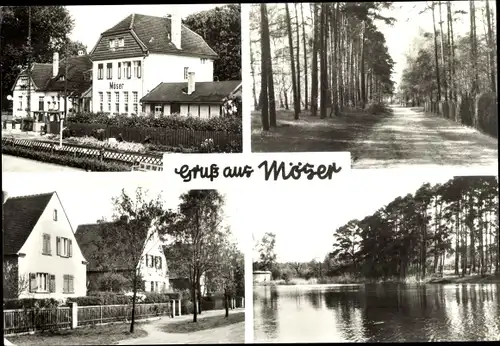 Ak Möser Jerichower Land, Waldpartie, Wasserpartie, Bahnhof