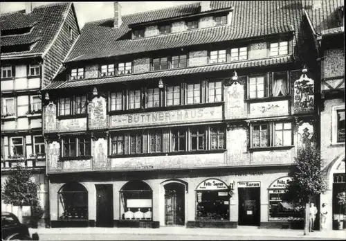 Ak Halberstadt Sachsen Anhalt, Das Büttner-Haus am Fischmarkt