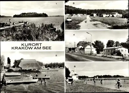 Ak Krakow am See in Mecklenburg Vorpommern, Fischerhaus, Jugendherberge Peter Göring, Städt. Bad